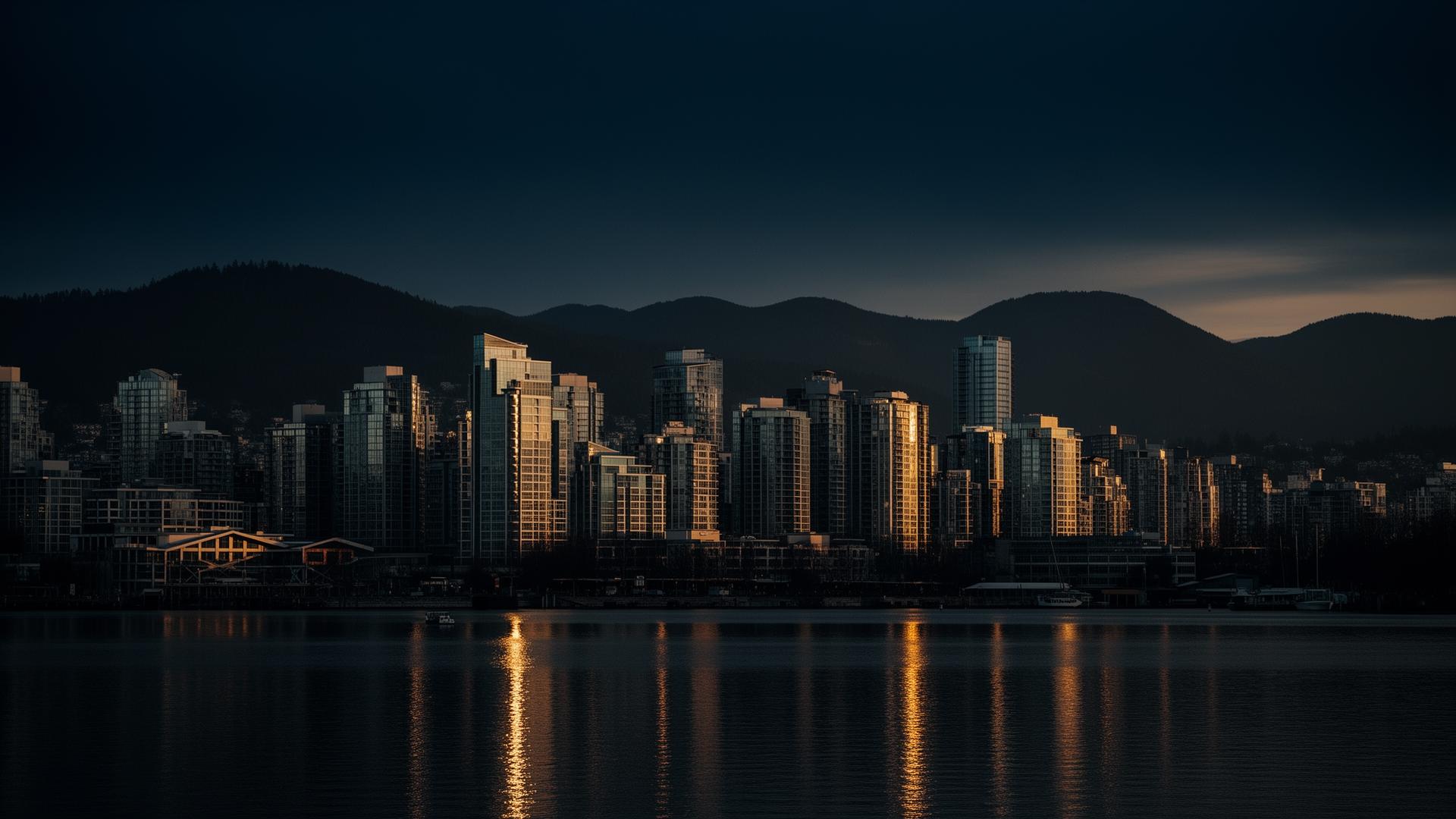 Vancouver skyline at dusk